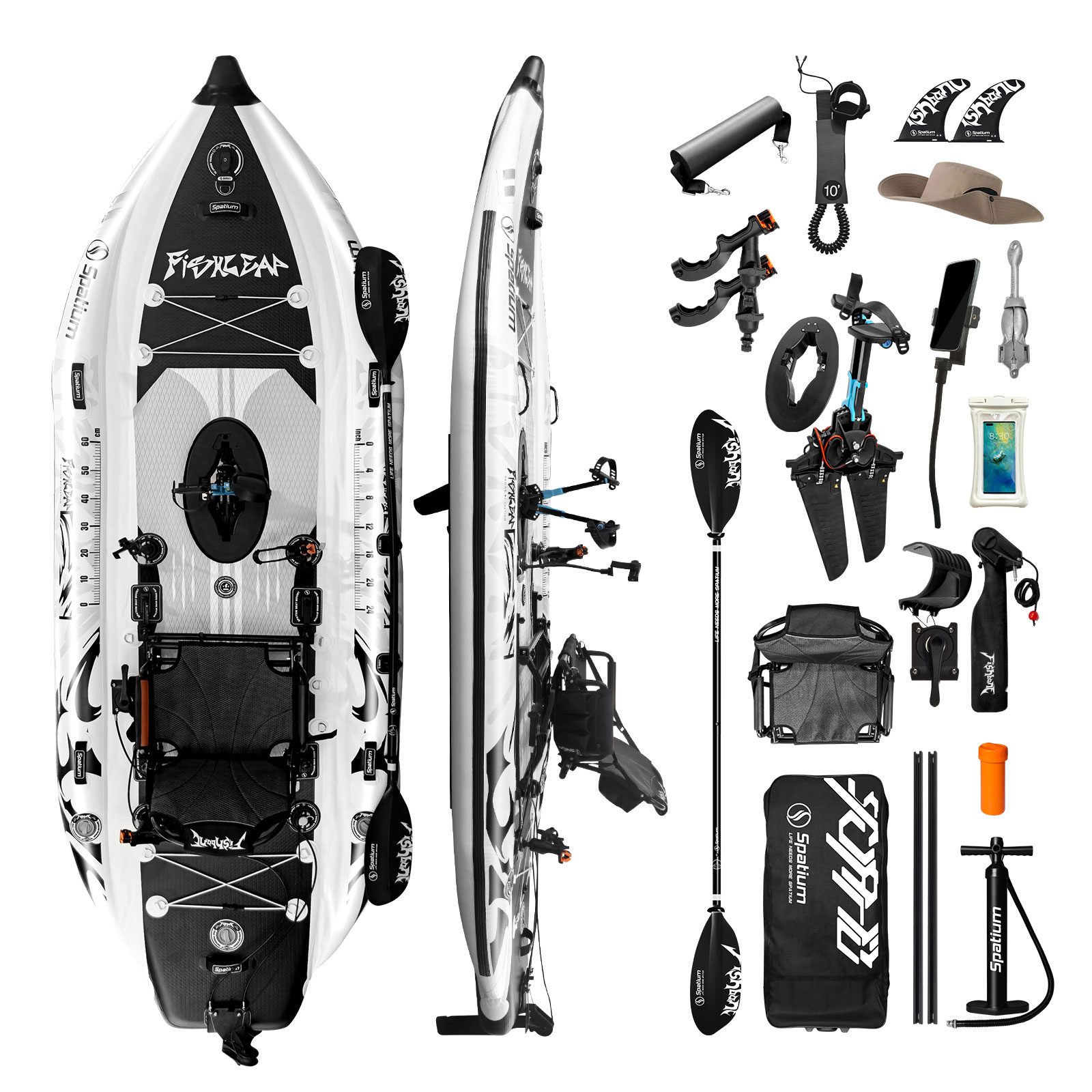 Fishing Kayak Inflatable - Spatium 11.5ft Flipper Pedal Drive Fishing