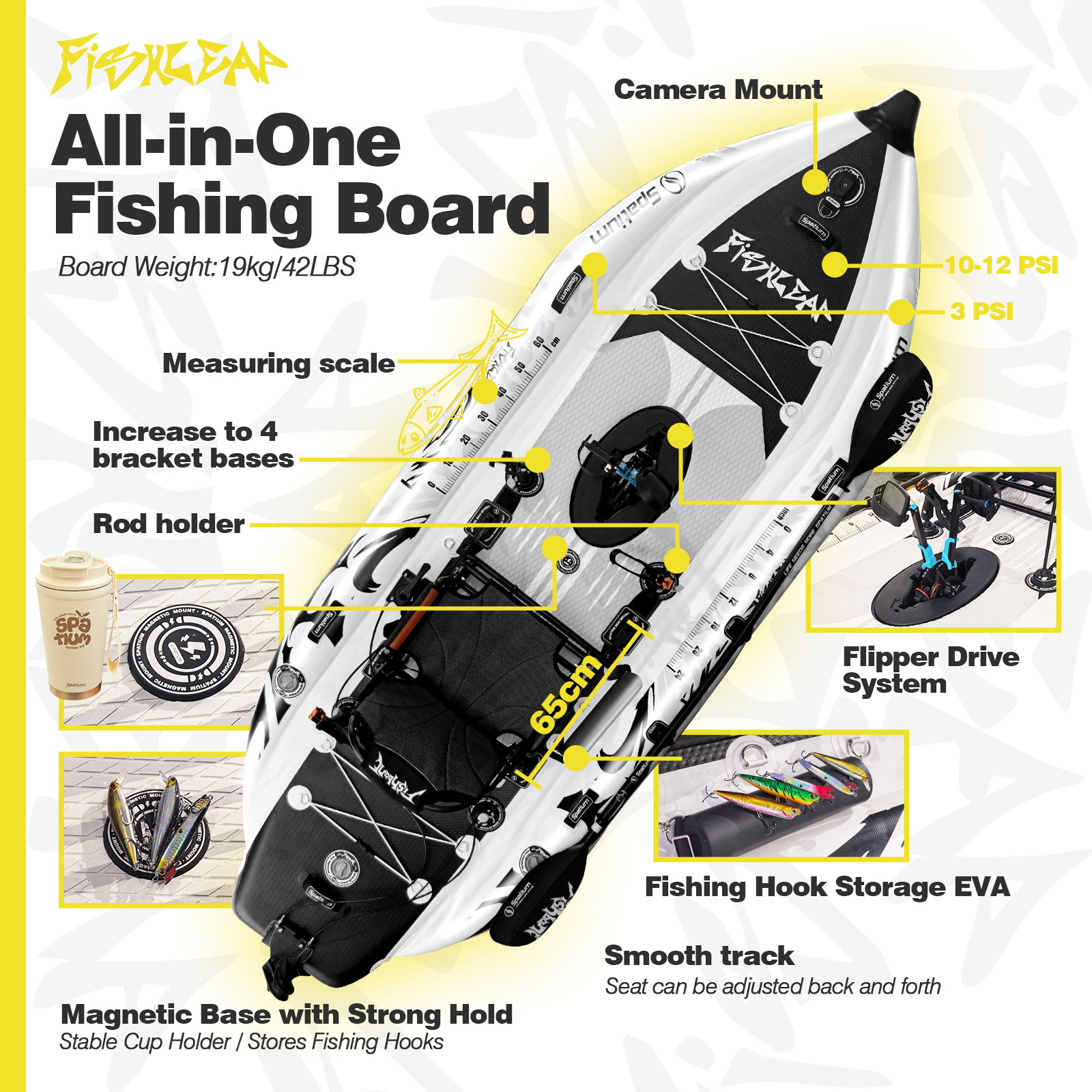 Spatium 11.5ft Flipper Pedal D - огляд і ціна Fishing Kayak Inflatable